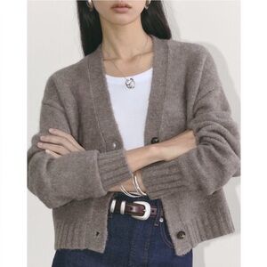 Everlane Women’s The Boxy Cardigan in Alpaca Wool Blend brown Chunky Sz S